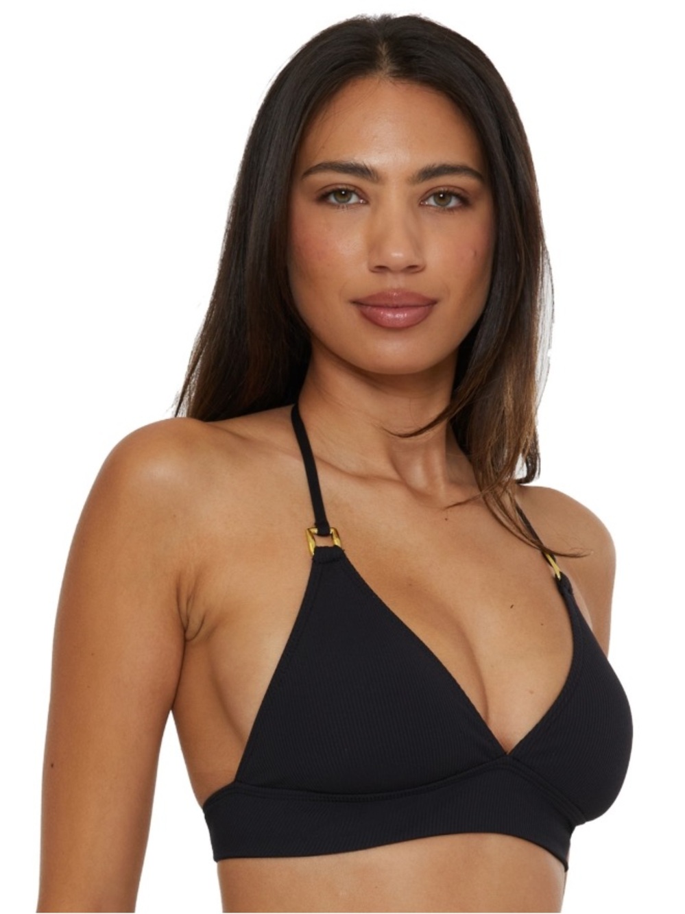 BECCA Modern Edge Halter Bikini Top -Black
